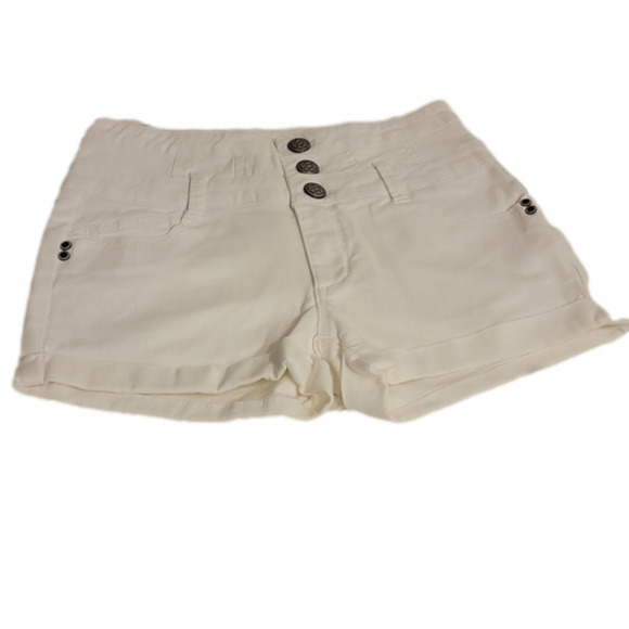 Rue 21 High Waisted White Cuffed Shorts Size 3/4 Excellent Condition - Picture 1 of 12